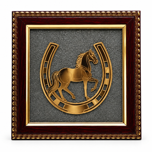 Horse & Horseshoe with Pyrite Frame
