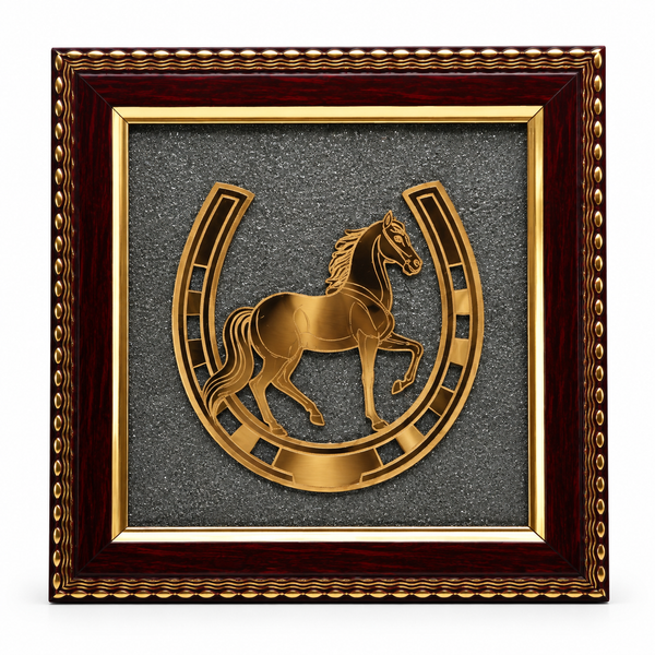 Horse & Horseshoe with Pyrite Frame