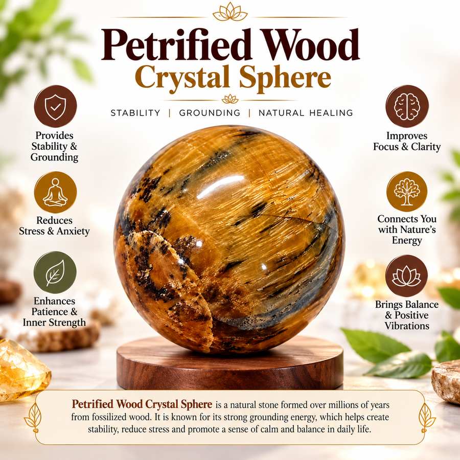Petrified Wood Crystal Sphere